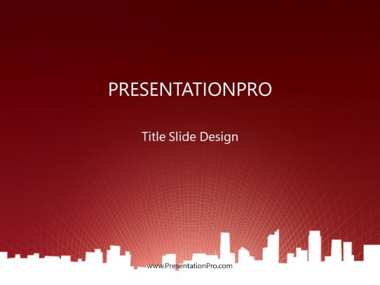 Downtown View Red PowerPoint Template title slide design