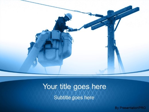 Utility Guy Blue PowerPoint Template title slide design