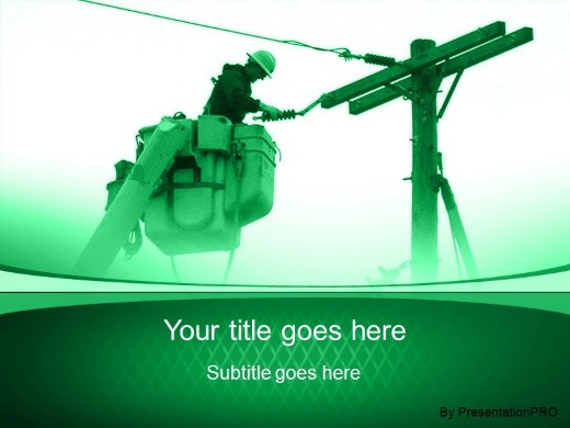 Utility Guy Green PowerPoint Template title slide design