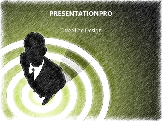 Bullseye Green color pen PowerPoint Template title slide design