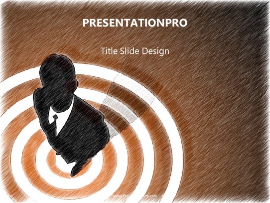 Bullseye Orange color pen PowerPoint Template title slide design