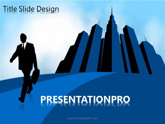 Cloud Business Blue PowerPoint Template title slide design