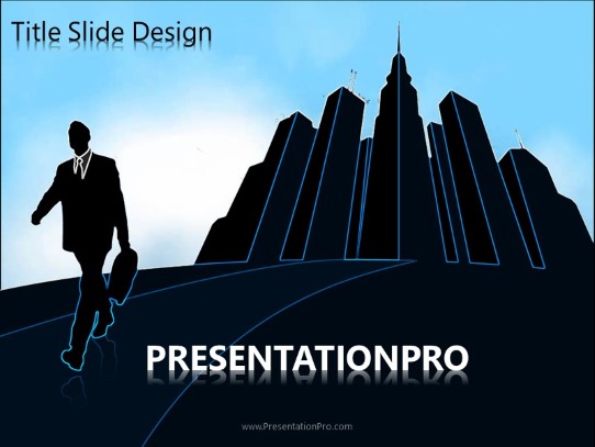 Cloud Business Neon PowerPoint Template title slide design