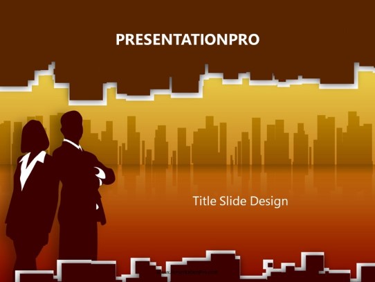 Cubist Sunset PowerPoint Template title slide design