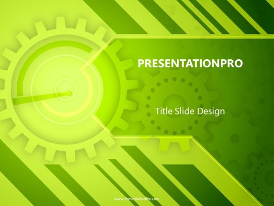 Gears Lime PowerPoint Template title slide design