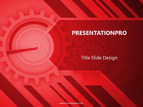 Gears Red PowerPoint Template title slide design