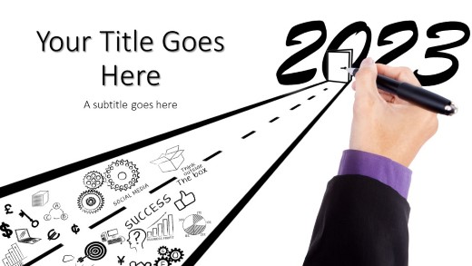 2023 Road to Success Widescreen PowerPoint Template title slide design
