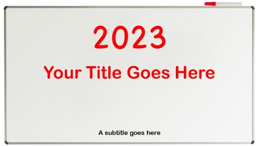 2023 White Board Widescreen PowerPoint Template title slide design