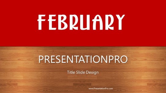 February Red Widescreen PowerPoint Template title slide design
