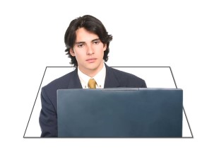 PowerPoint Image - 3D Business Man Laptop Square