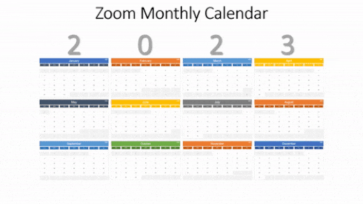 2023 ZOOM All Calendar Monthly PowerPoint PPT Slide design