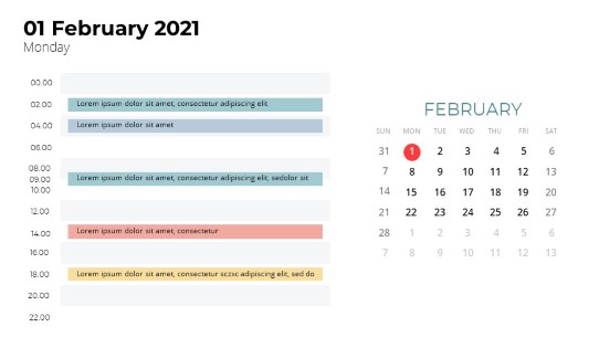 Calendars 2021 Daily Log February PowerPoint PPT Slide design