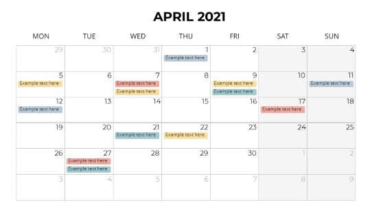 Calendars 2021 Monthly Monday April PowerPoint PPT Slide design