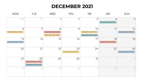 Calendars 2021 Monthly Monday December PowerPoint PPT Slide design