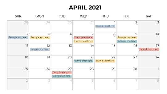 Calendars 2021 Monthly Sunday April PowerPoint PPT Slide design