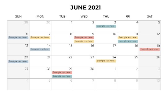 Calendars 2021 Monthly Sunday June PowerPoint PPT Slide design