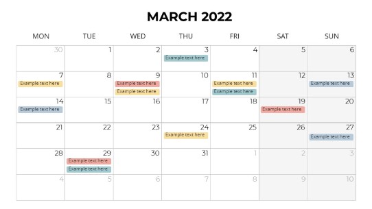 Calendars 2022 Monthly Monday March PowerPoint PPT Slide design