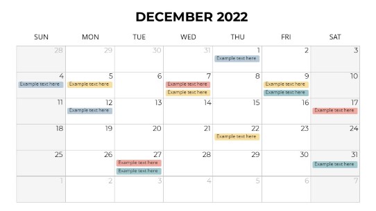 Calendars 2022 Monthly Sunday December PowerPoint PPT Slide design