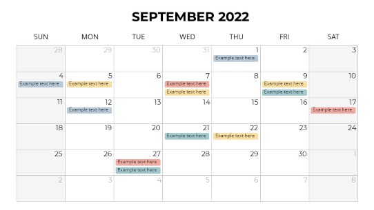 Calendars 2022 Monthly Sunday September PowerPoint PPT Slide design