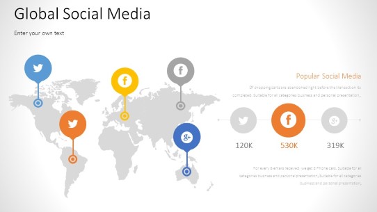 World Map Social widescreen PowerPoint PPT Slide design