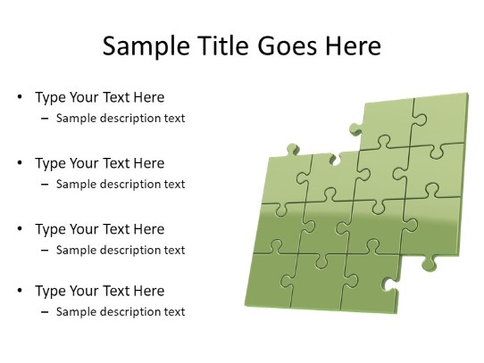 Puzzle 13b Green PowerPoint PPT Slide design