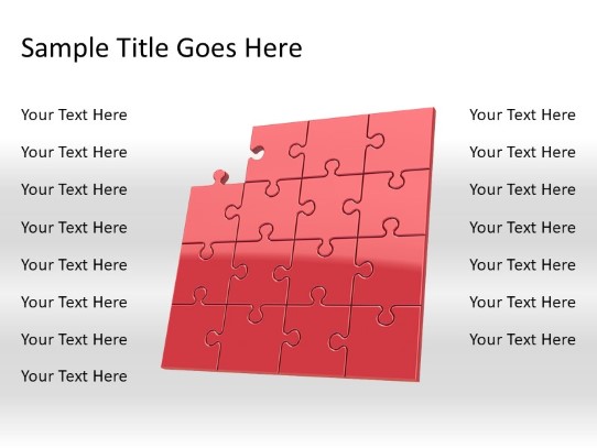 Puzzle 15b Red PowerPoint PPT Slide design