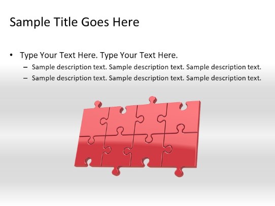 Puzzle 8d Red PowerPoint PPT Slide design