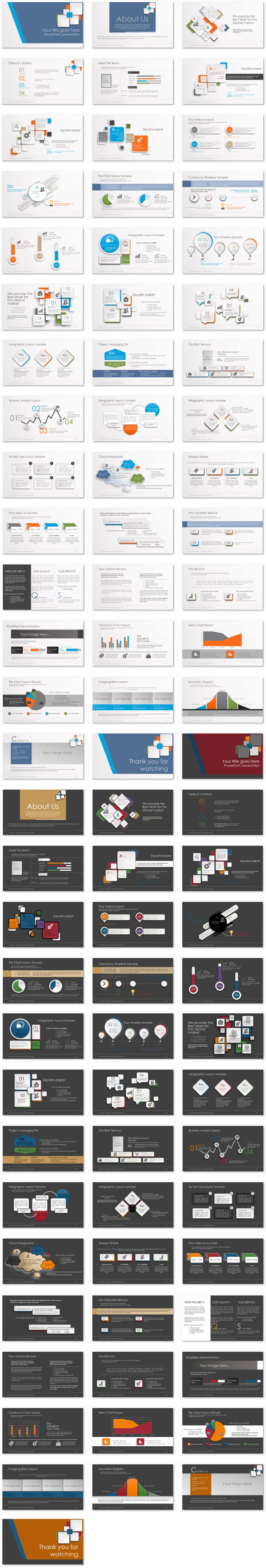 Power Presentation: 3D Paper Squares PPT Premium PowerPoint Presentation Template Slide Set