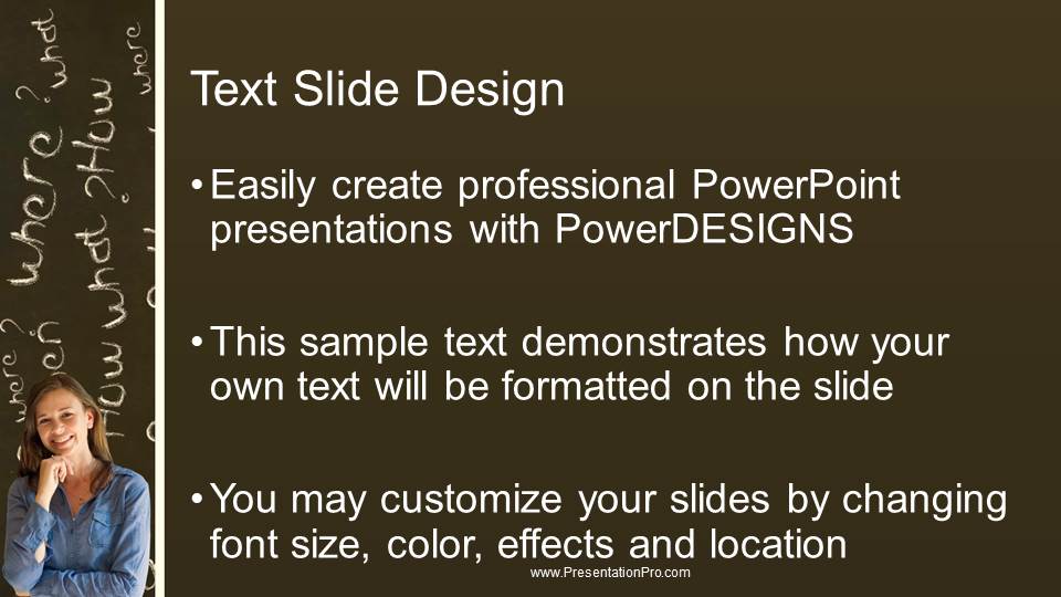 Questions On Board B Widescreen PowerPoint Template text slide design