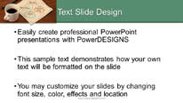 Thoughts Over Coffee Green Widescreen PowerPoint Template text slide design