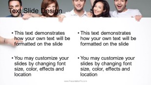 People Holding Banner Widescreen PowerPoint Template text slide design
