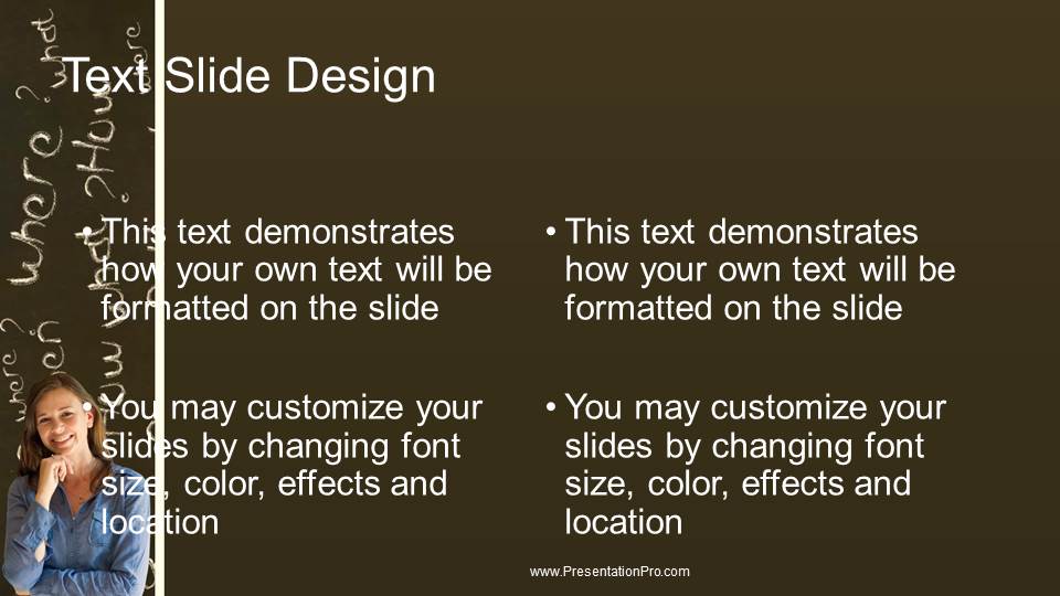 Questions On Board B Widescreen PowerPoint Template text slide design