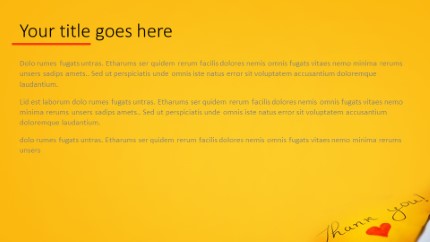 Thank You Yellow Note Widescreen PowerPoint Template text slide design