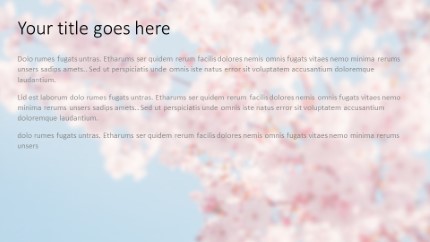 Cherry Blossoms Widescreen PowerPoint Template text slide design