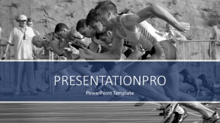 Runners Start Widescreen PowerPoint Template text slide design
