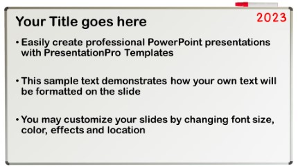 2023 White Board Widescreen PowerPoint Template text slide design