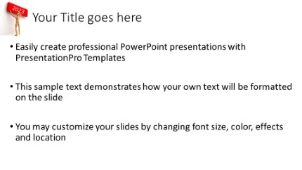 2023 Wooden Figure Sign Widescreen PowerPoint Template text slide design