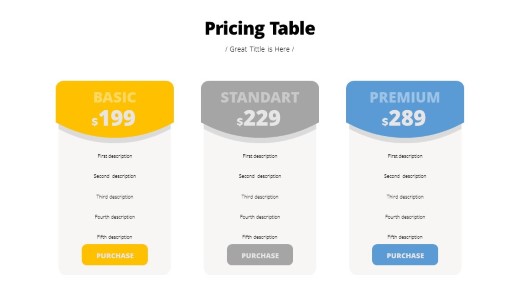 Pricing Table 03 PowerPoint Infographic pptx design