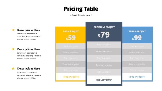 Pricing Table 05 PowerPoint Infographic pptx design